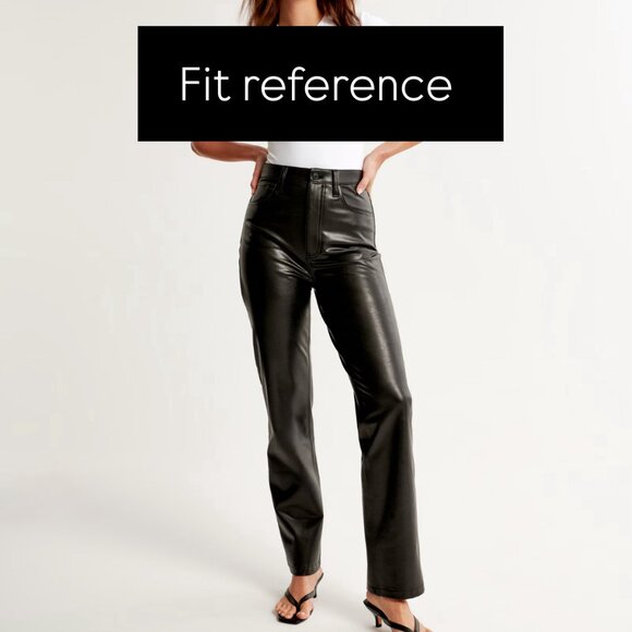 Abercrombie Black Vegan Leather Ultra High Rise 90s Straight Leg Pants - Picture 4 of 4